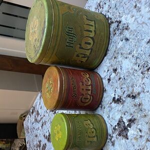 Vintage Flour, Coffee, and Tea Tins